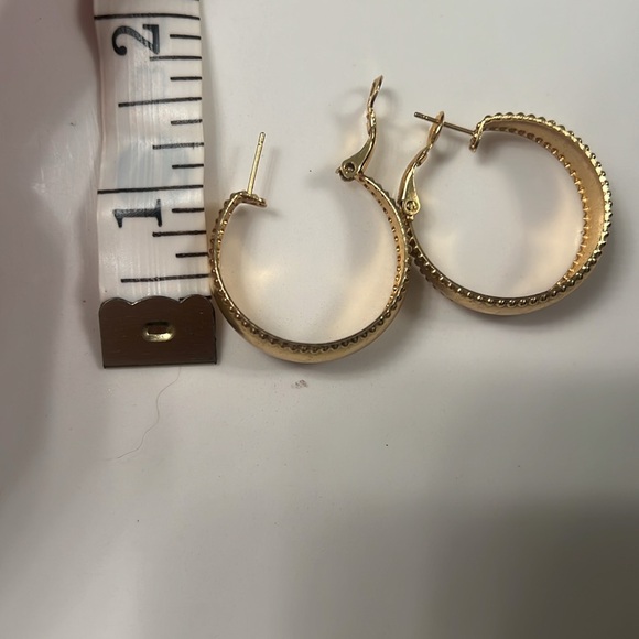 1.5 inch gold plated hoops, perfect for work or everyday wear - Picture 2 of 3